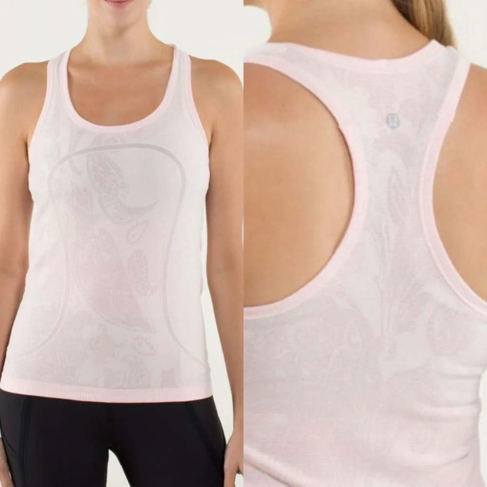 lululemon Run Swiftly Tech Racerback *Paisley‎ Heathered Pretty Pink Sz 4